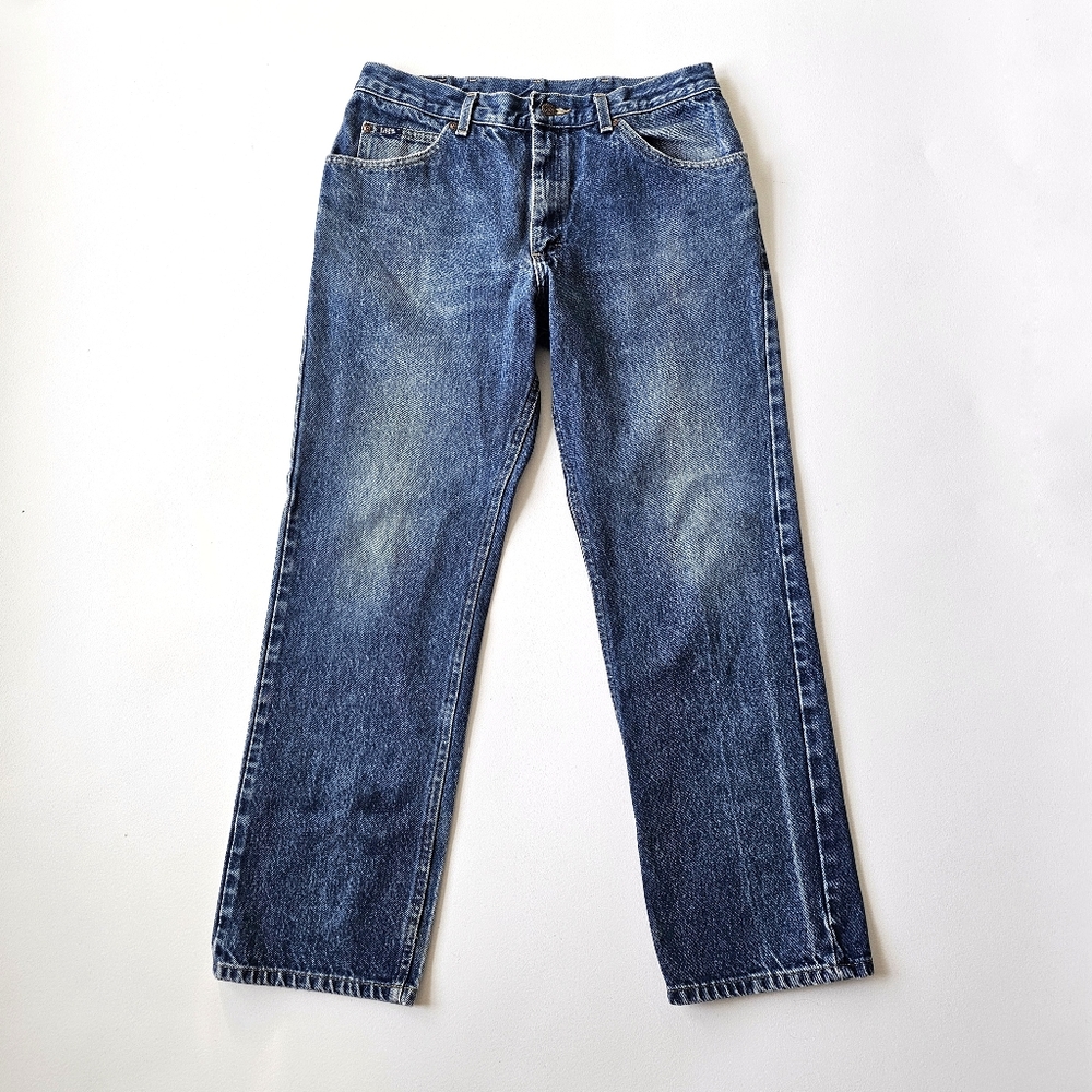 Lee Vintage Straight Leg Jeans Medium Wash High Rise Classic Denim 32x29